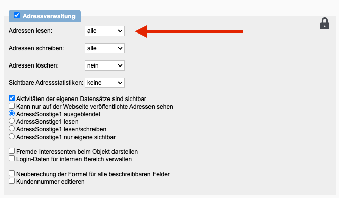 Api-Nutzerrechte für das Modul Adressen