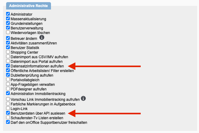 Api-Nutzerrechte für das Modul Adressen